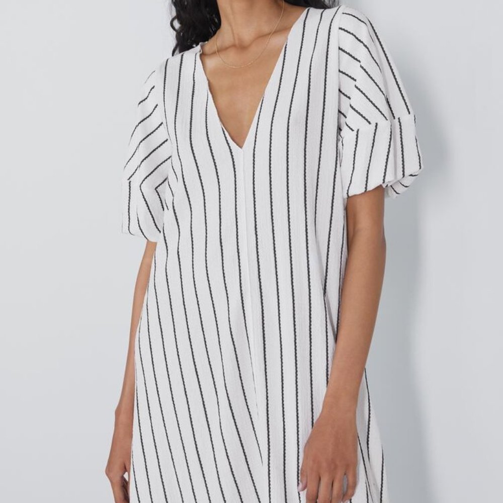 NWT - ZARA Striped Textured Dress - Size M